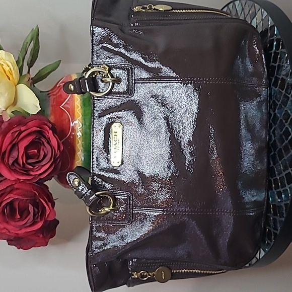 Coach Handbags - Coach Shiny Brown Shoulder Bag